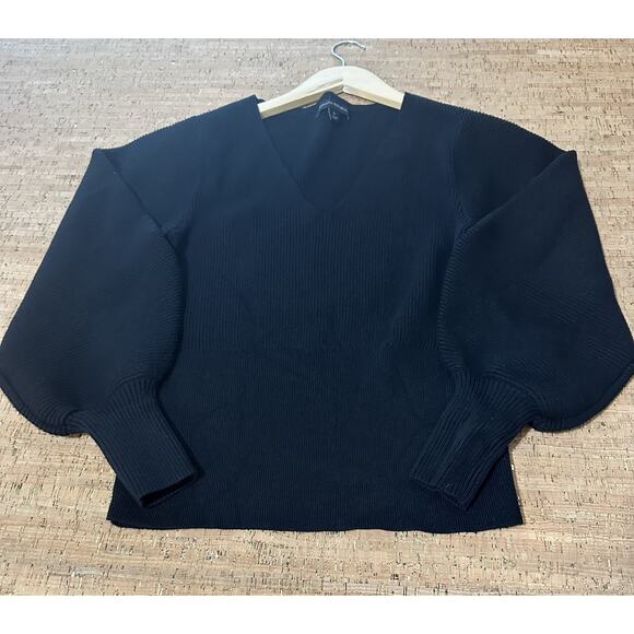 Womens Banana Republic Sweater Sz Small Black Heavy Ribbed Balloon Sleeves - Picture 3 of 6